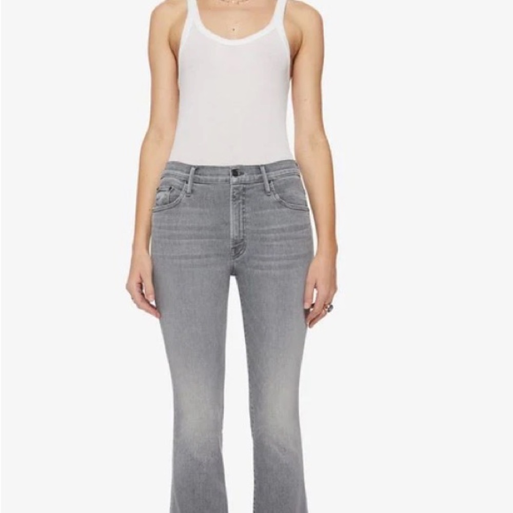 MOTHER Gray High-Rise Flare Jeans
